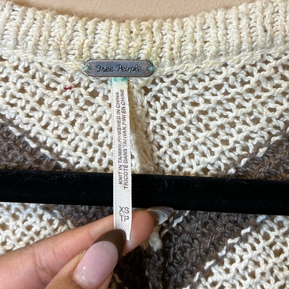 Free People Cardigan Sweater Stripped Knit Cotton Long Sleeve Snap Up XS - Picture 5 of 5